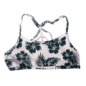 PINK Victoria’s Secret Pink and Black Floral Tropical Medium Girls Bralette GUC